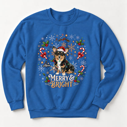 Custom Personalized Dogs Christmas Unisex Standard Sweatshirt, Merry And Bright Holiday Gift FSDM111