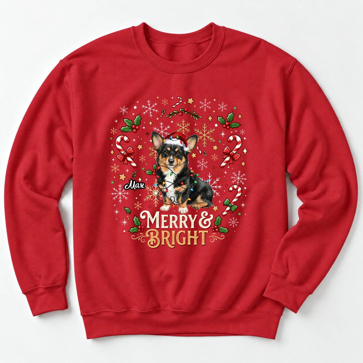 Custom Personalized Dogs Christmas Unisex Standard Sweatshirt, Merry And Bright Holiday Gift FSDM111