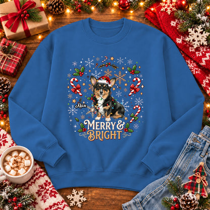 Custom Personalized Dogs Christmas Unisex Standard Sweatshirt, Merry And Bright Holiday Gift FSDM111