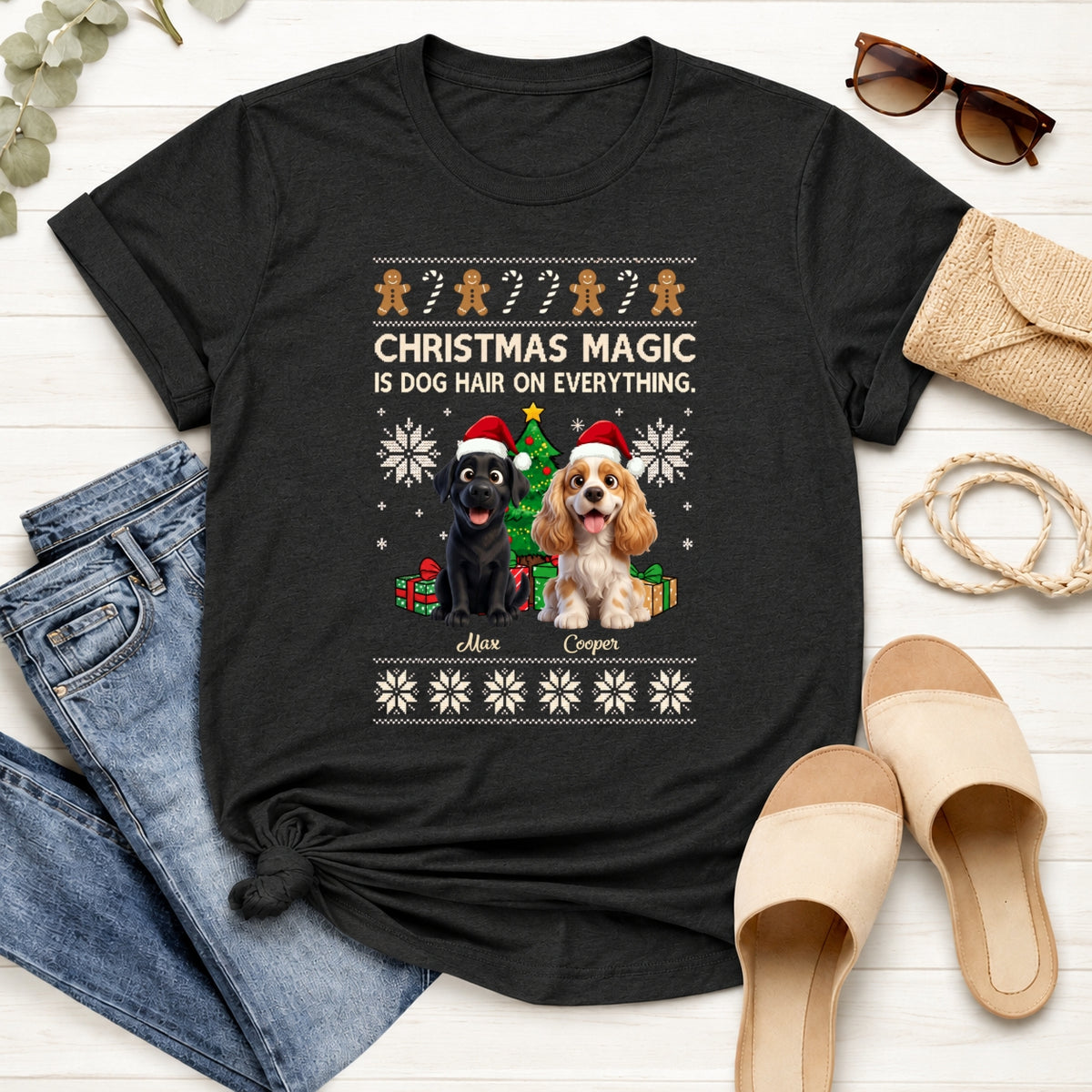 Funny "Christmas Magic Is Dog Hair On Everything" Custom Personalized Dogs T-Shirt FSDM91