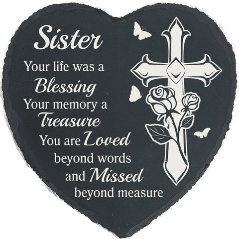 Sister Memorial Stone Garden Slate Sister Plaque Memorial Gifts for Loss of Sister in Heaven TNA9