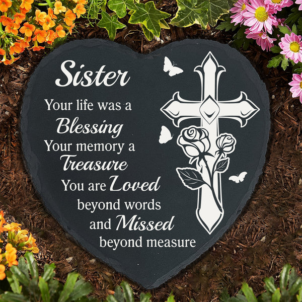 Sister Memorial Stone Garden Slate Sister Plaque Memorial Gifts for Loss of Sister in Heaven TNA9