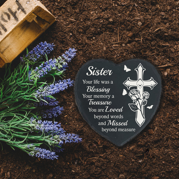 Sister Memorial Stone Garden Slate Sister Plaque Memorial Gifts for Loss of Sister in Heaven TNA9