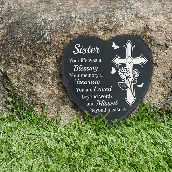 Sister Memorial Stone Garden Slate Sister Plaque Memorial Gifts for Loss of Sister in Heaven TNA9