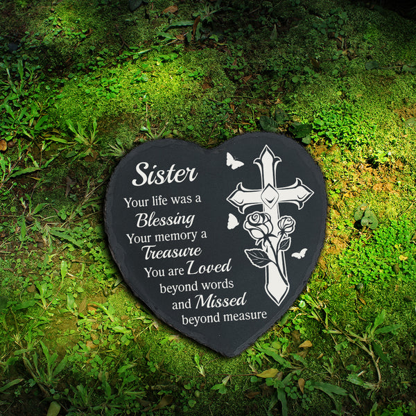 Sister Memorial Stone Garden Slate Sister Plaque Memorial Gifts for Loss of Sister in Heaven TNA9