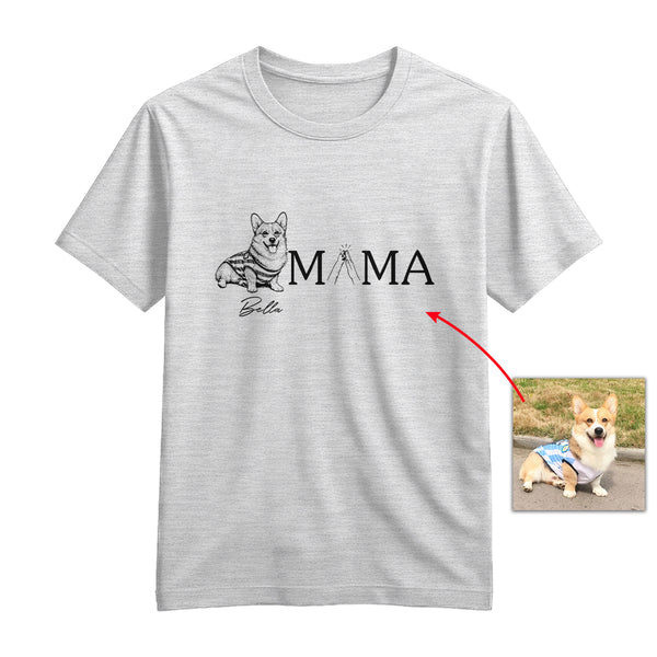 Dog Mama Custom Dog Photo and Name T-shirt for Women, Mothers Day Gift for Dog Mom FSD4808