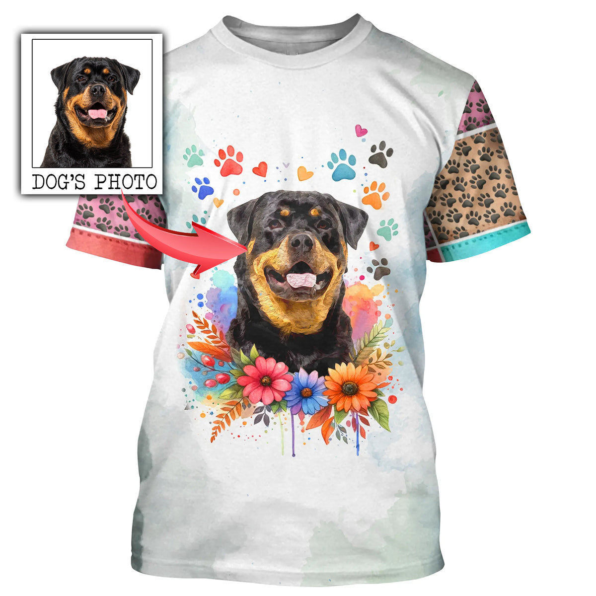 Dog lovers custom dog's photo watercolor effect personalized shirt for dog lover D11