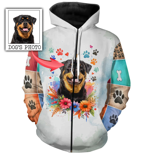 Dog lovers custom dog's photo watercolor effect personalized shirt for dog lover D11