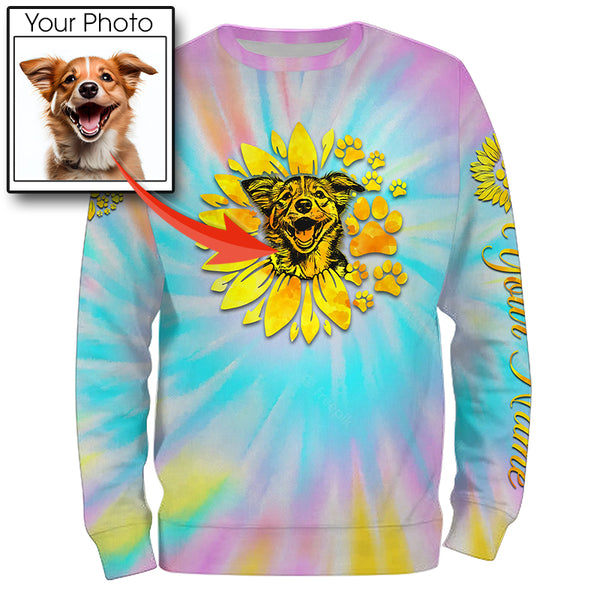 Dog lovers tie dye sunflower UV protection personalized shirt for dog lover D08
