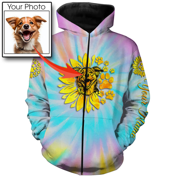 Dog lovers tie dye sunflower UV protection personalized shirt for dog lover D08