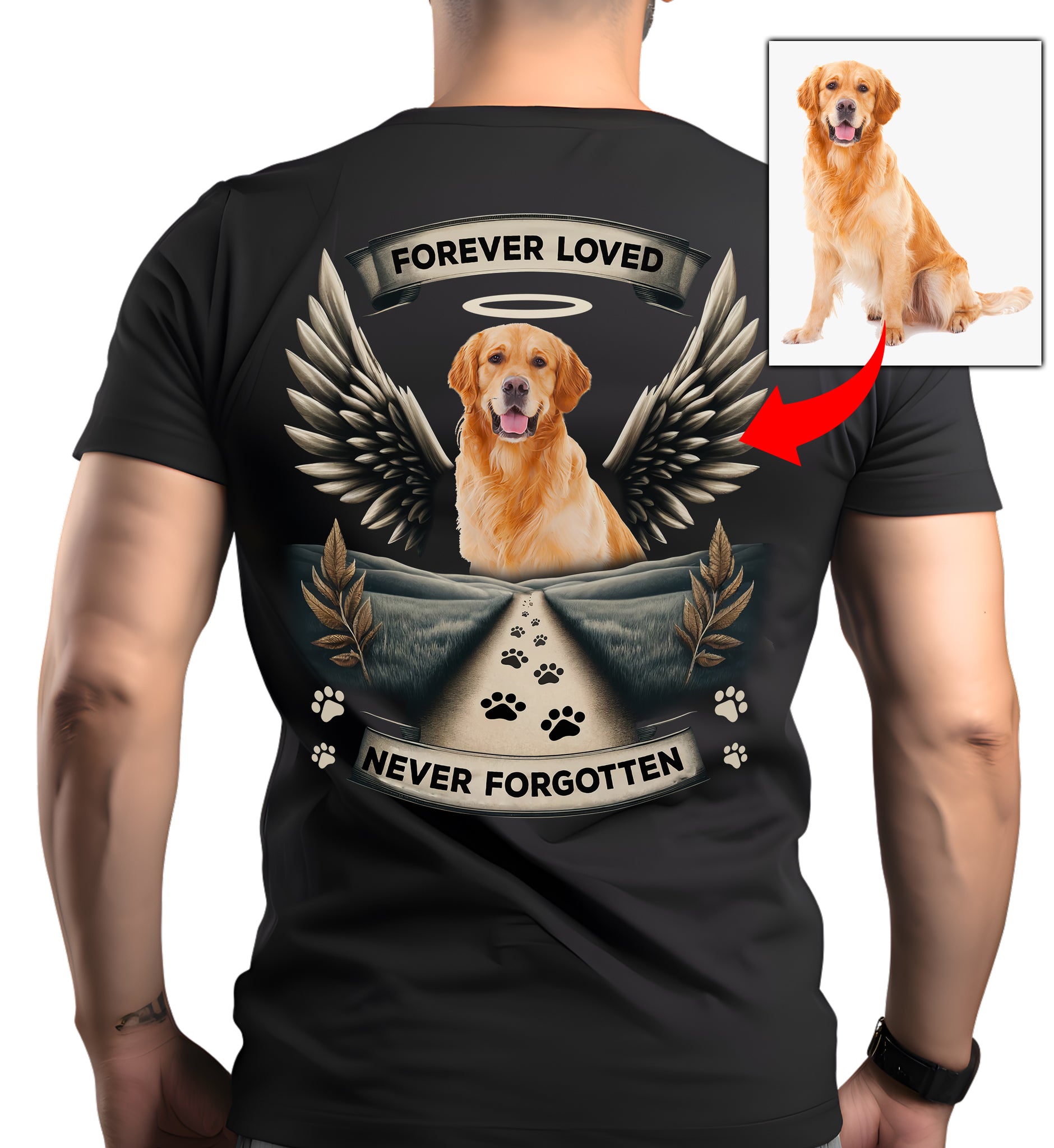 "Forever Loved, Never Forgotten" Personalized Dog Shirts for Humans - Custom Dog's Photo D18