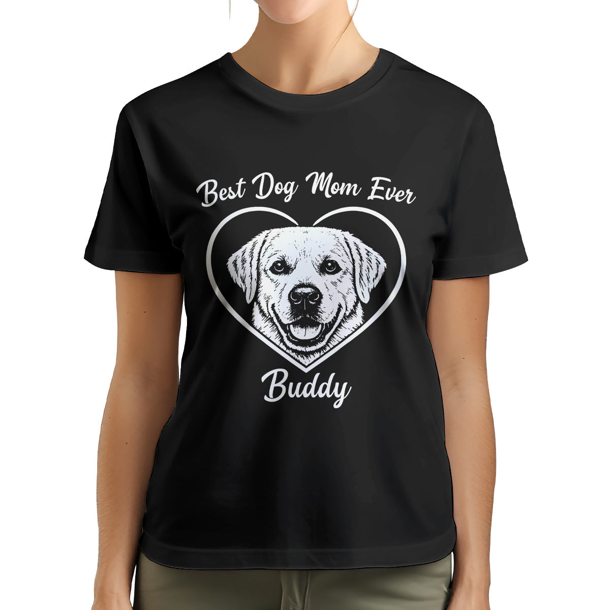 Best Dog Mom Ever Custom Dogface Premium Women's T-Shirt for Mom DM01