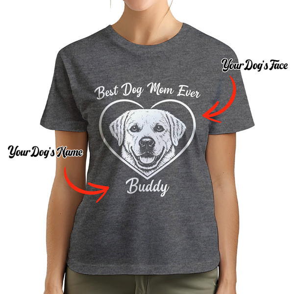 Best Dog Mom Ever Custom Dogface Premium Women's T-Shirt for Mom DM01