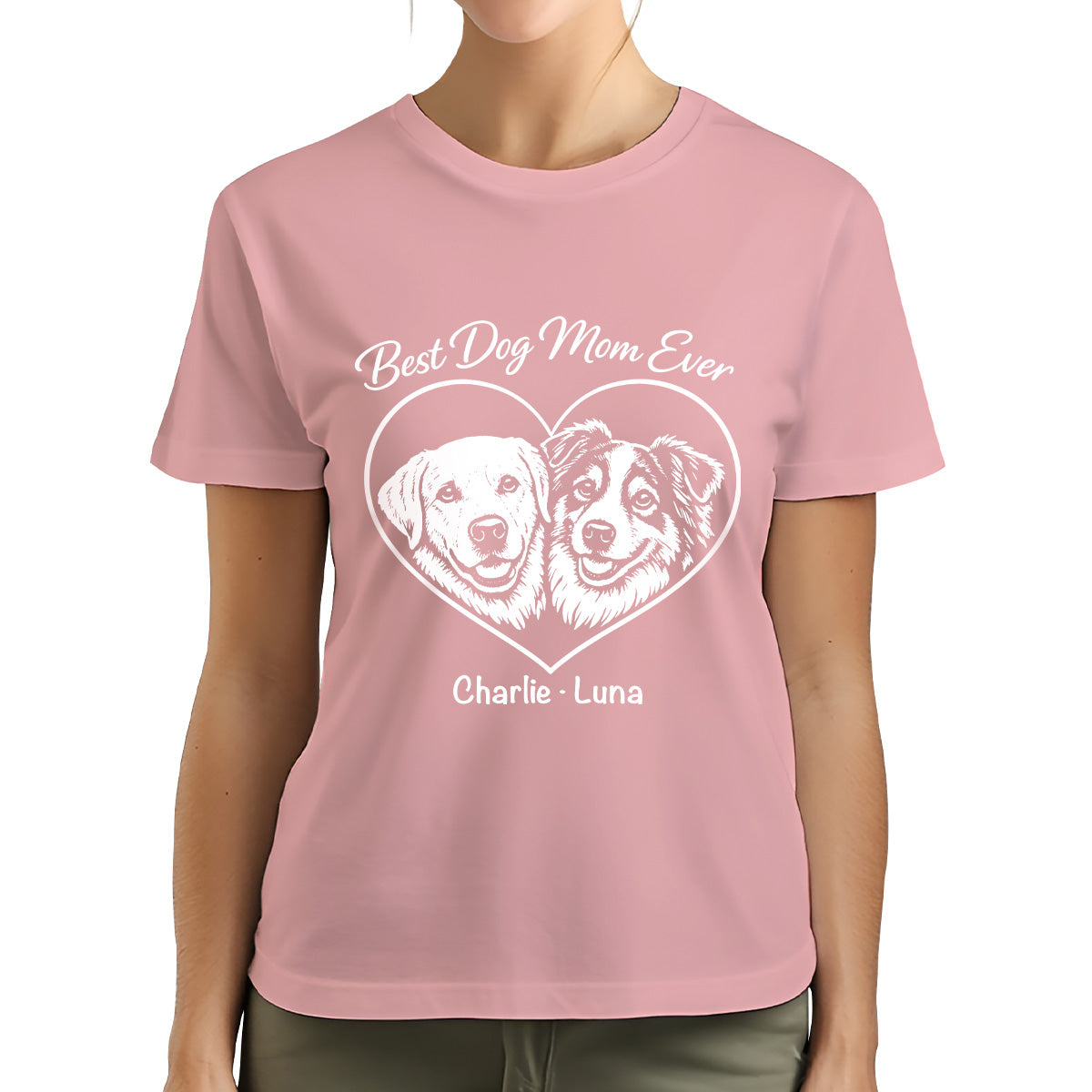Best Dog Mom Ever Custom Dogface Premium Women's T-Shirt for Mom DM01