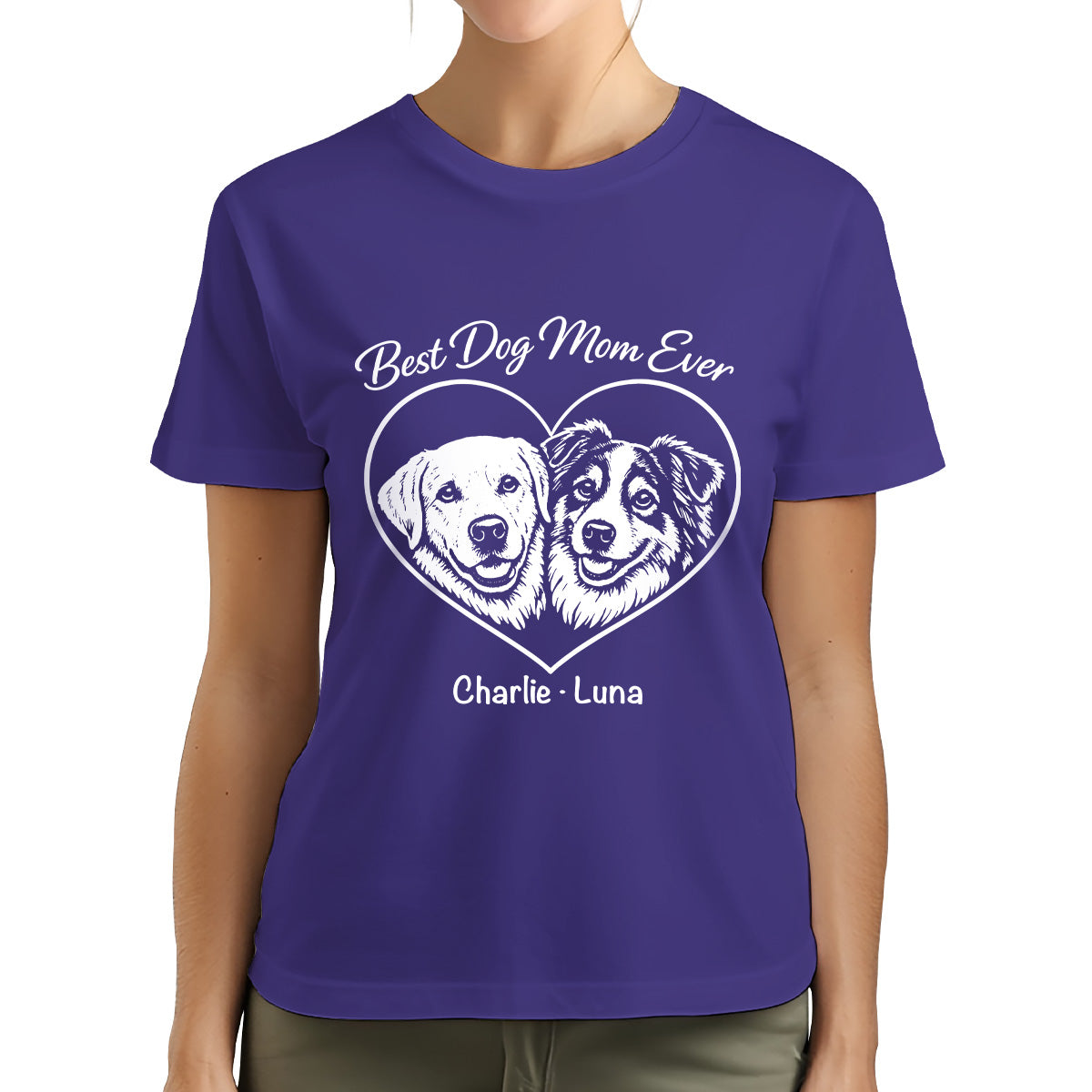 Best Dog Mom Ever Custom Dogface Premium Women's T-Shirt for Mom DM01