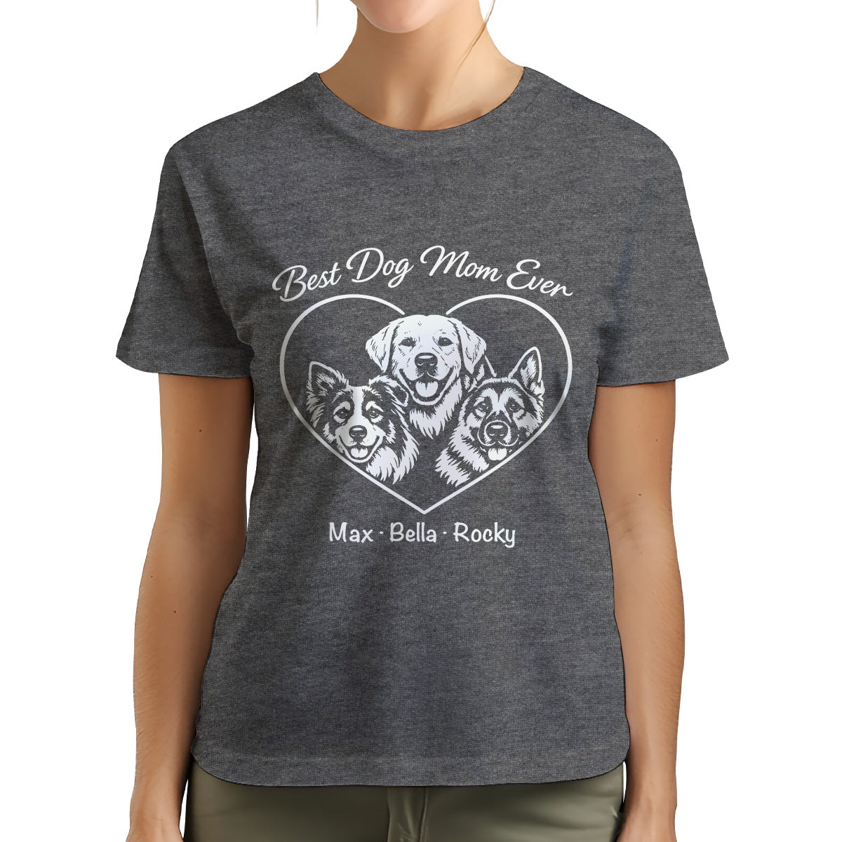Best Dog Mom Ever Custom Dogface Premium Women's T-Shirt for Mom DM01