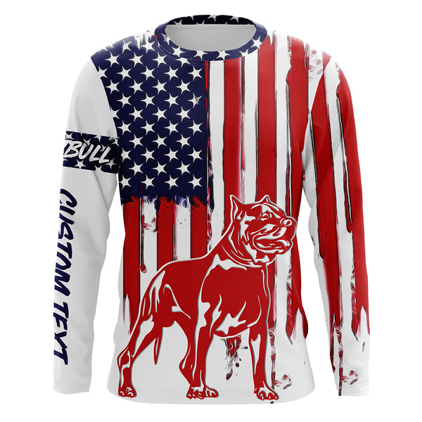 American pitbull USA flag UV protection personalized shirt for dog lover D01