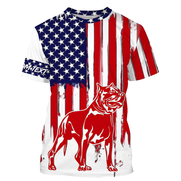 American pitbull USA flag UV protection personalized shirt for dog lover D01