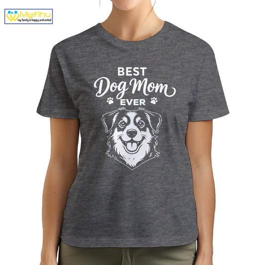 Best Dog Mom Ever Custom Dogface Premium Women's T-Shirt for Mom DM02