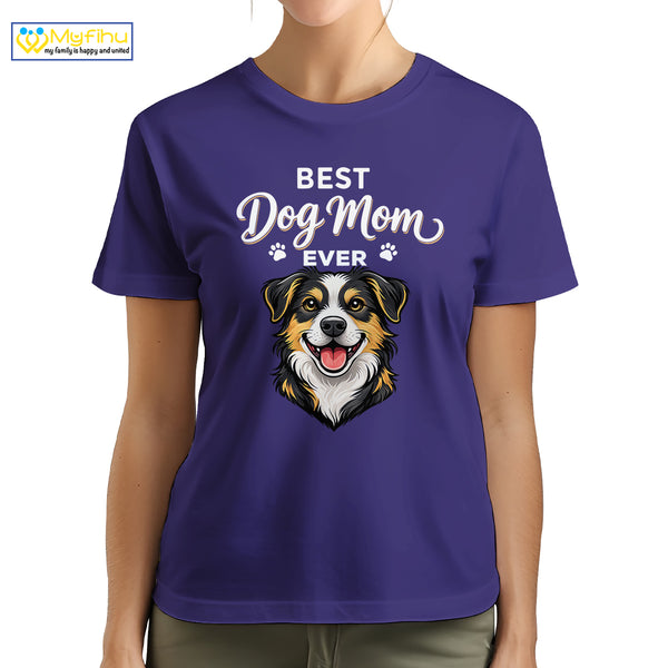 Best Dog Mom Ever Custom Dogface Premium Women's T-Shirt for Mom DM03