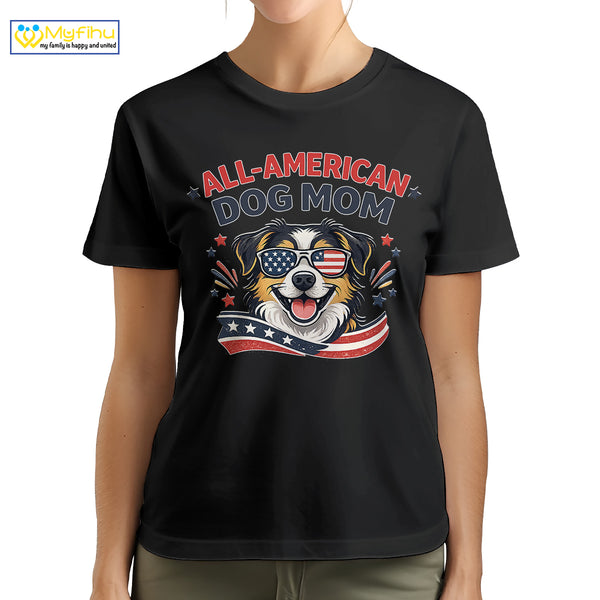 All American Best Dog Mom Ever Custom Dogface Premium Women's T-Shirt for Mom DM11