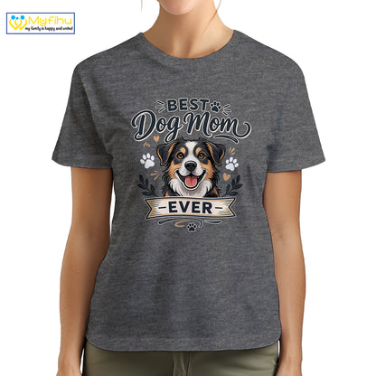Best Dog Mom Ever Custom Dogface Premium Women's T-Shirt for Mom DM12