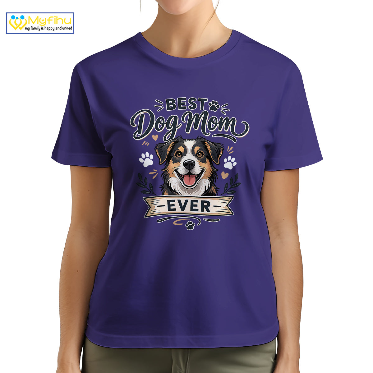 Best Dog Mom Ever Custom Dogface Premium Women's T-Shirt for Mom DM12