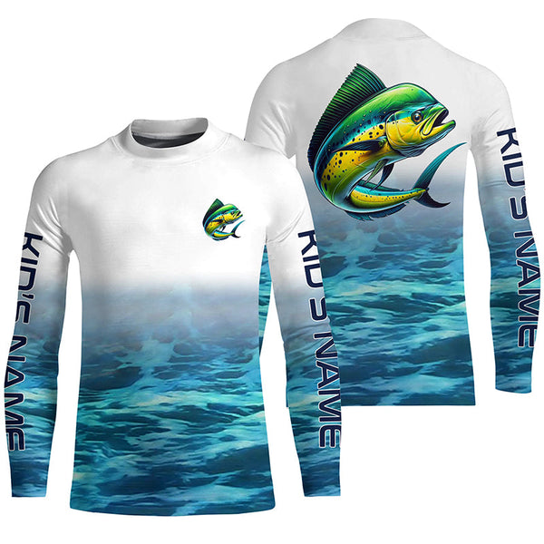 Mahi Mahi Fishing Custom Long Sleeve Performance Fishing Shirts, Mahimahi Saltwater Fishing Shirt IPHW6355