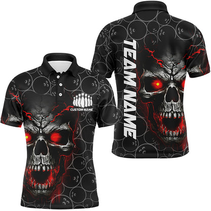Custom Skull Bowling Polo Shirts For Men and Women, Bowling Pattern Bowling Team 5234IPHW