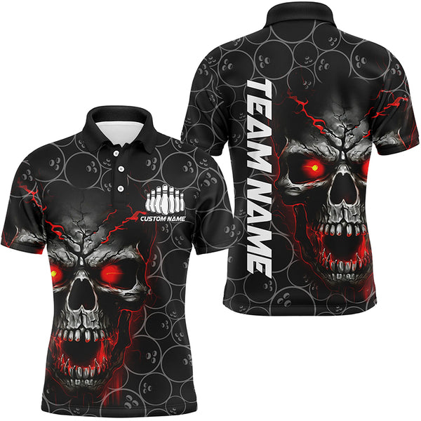 Custom Skull Bowling Polo Shirts For Men and Women, Bowling Pattern Bowling Team 5234IPHW
