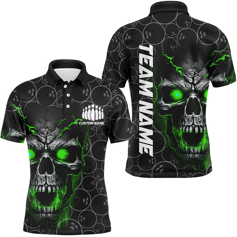 Custom Skull Bowling Polo Shirts For Men and Women, Bowling Pattern Bowling Team 5234IPHW