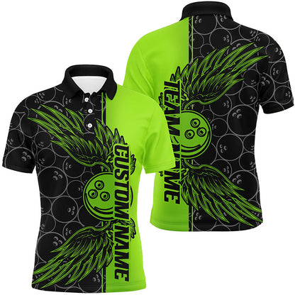 Black And Green Custom Unisex Bowling Tournament Team Shirts, Bowling Ball And Wings Jerseys IPHW6448