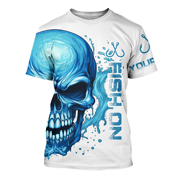 Fish On Fish Hook Custom Skull Long Sleeve Fishing Shirts,  Skull Performance Fishing Jerseys IPHW5137