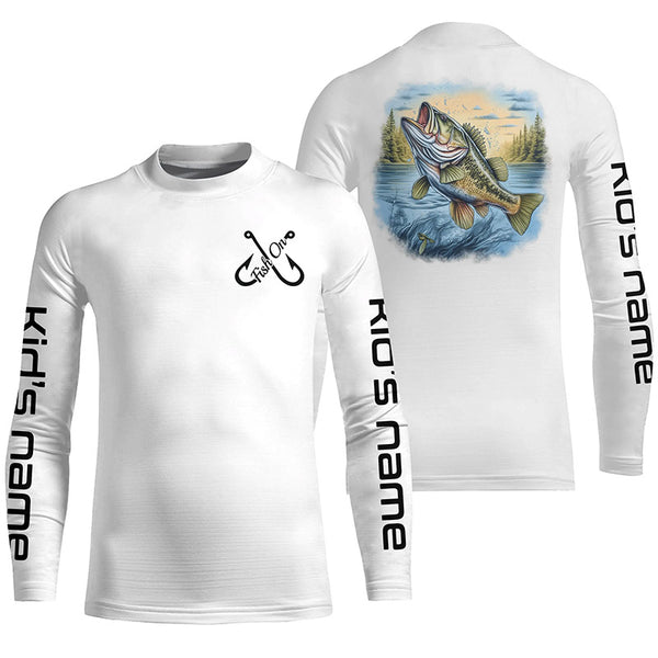 Custom Largemouth Bass Long Sleeve Tournament Fishing Shirts, Bass Uv Protection Fishing Jerseys IPHW4714