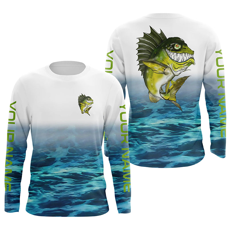 Custom Angry Bass Tournament Long Sleeve Fishing Shirts, Bass Performance Fishing Jerseys IPHW4793