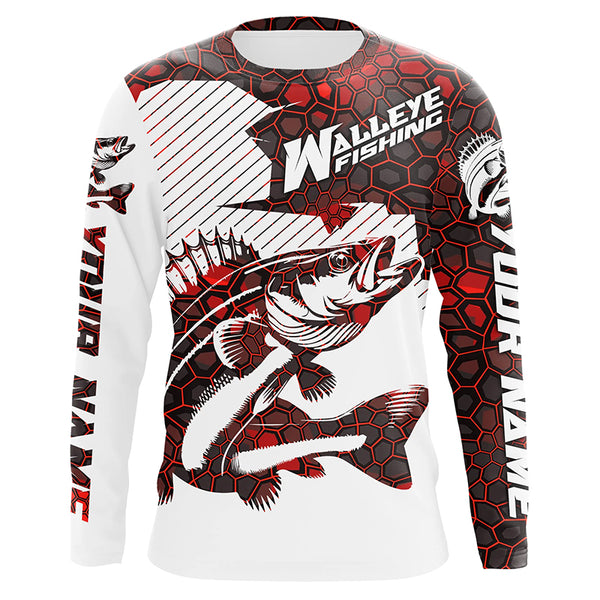 Personalized Name Multi-Color Walleye Long Sleeve Tournament Fishing Shirts, Walleye Fishing Jerseys IPHW5880