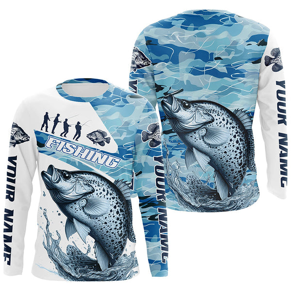 Crappie Fishing Long Sleeve Tournament Shirts, Custom Crappie