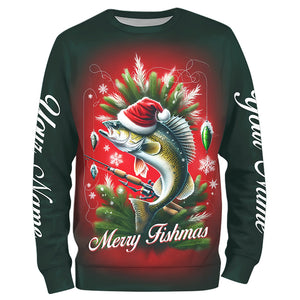 Personalized Walleye Christmas Fishing Shirts for Fisherman Fishing Gifts IPHW5559, Sweatshirt / 4XL