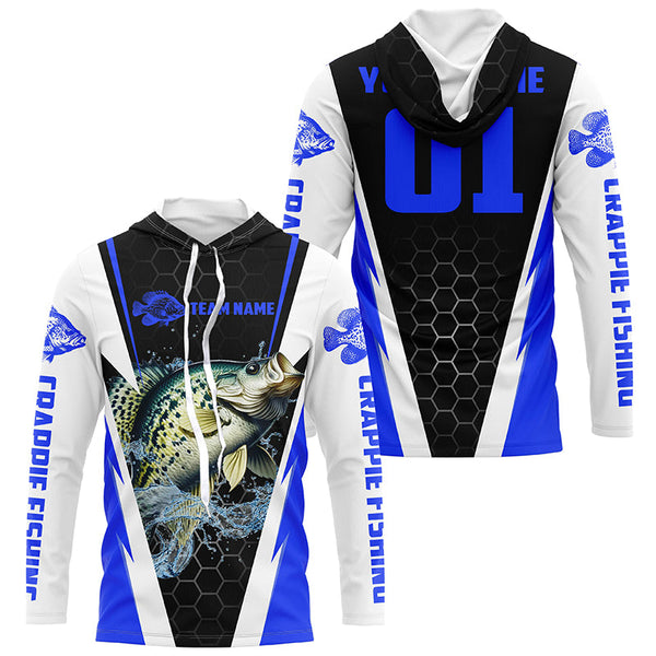 Custom Crappie Fishing Jerseys, Crappie Tournament Fishing Shirts With Team Name And Number | Blue IPHW6403