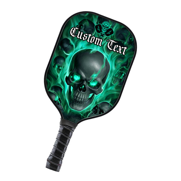 Green Flame Skull Custom Halloween Pickleball Paddle For Men And Women, Team Pickleball Paddles Halloween Gifts IPHW7482
