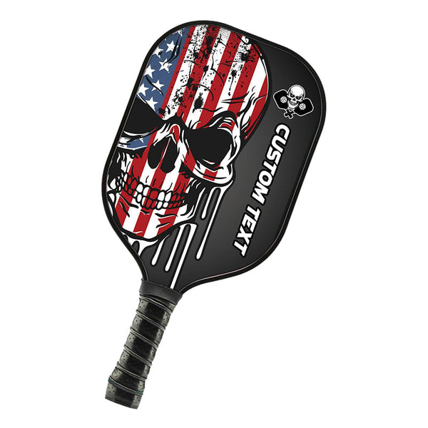 American Flag Skull Custom Us Pickleball Paddle, Patriotic Pickleball Paddle Halloween Pickleball Gifts IPHW7489