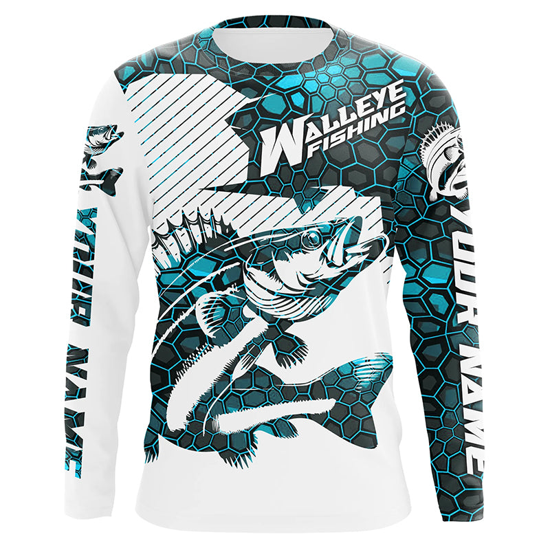 Personalized Name Multi-Color Walleye Long Sleeve Tournament
