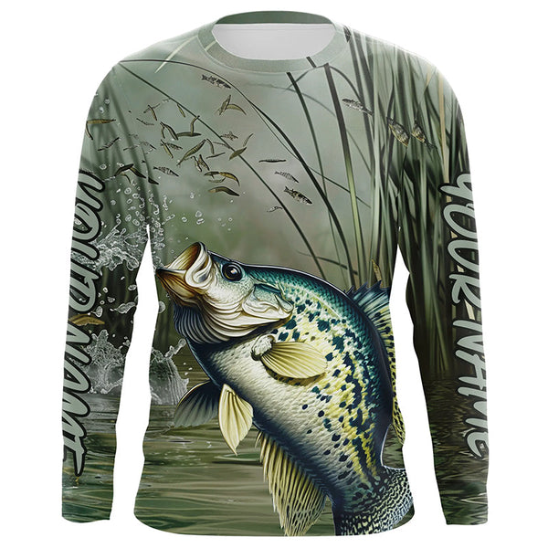 Crappie Fishing Custom 3D All Over Printed Long Sleeve Shirts, Crappie Fisherman Jerseys IPHW6636