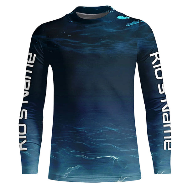 Underwater Background Long Sleeve Uv Protection Fishing Shirts, Personalized Fishing Jersey IPHW7190