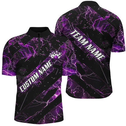 Purple Thunder Lightning Custom Bowling Team Shirts For Men And Women, Bowling Gift Bowler Outfit IPHW6480