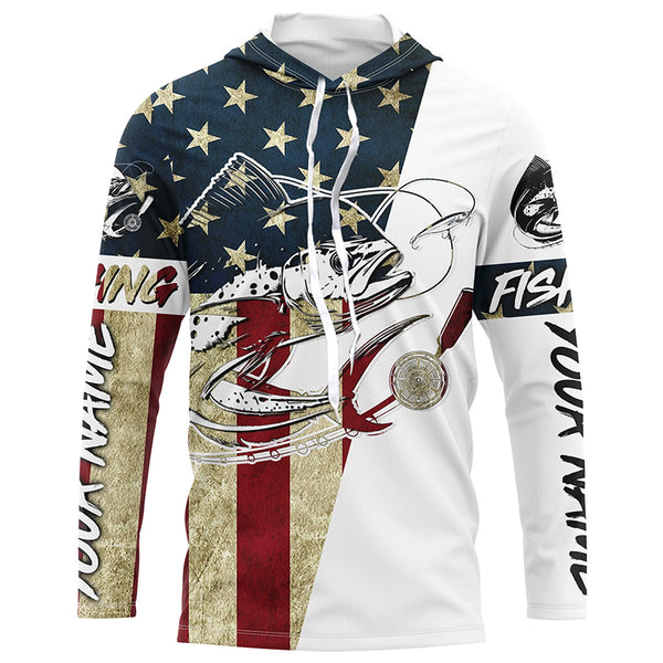 Custom American Flag Mahi Mahi Tattoo Camo Long Sleeve Fishing Shirts, Patriotic Mahimahi Shirt IPHW6131