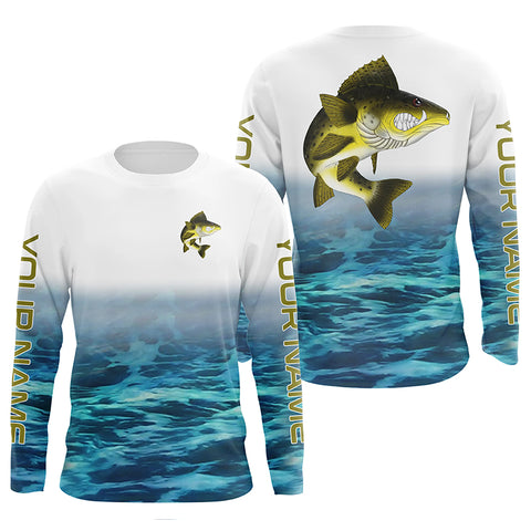 Angry Walleye Fishing Custom Long Sleeve Fishing Shirts, Walleye Tournament Fishing Jerseys IPHW6135