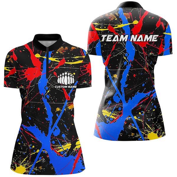 Personalized Colorful Bowling Shirts For Women, Custom Name Bowling Team Jerseys IPHW6181