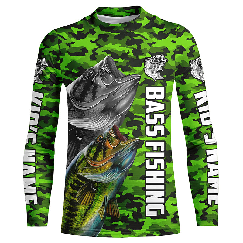 Myfihu Personalized Bass Long Sleeve Tournament Fishing Shirts, Bass Fishing Jerseys IPHW4534, Long Sleeves Hooded UPF / S