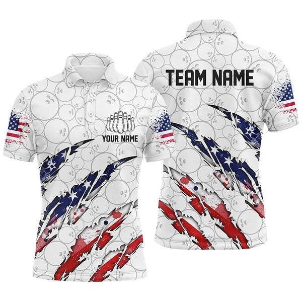 Custom American Flag Patriotic Bowling Shirts For Men, Personalized Bowling Team Shirts IPHW7043
